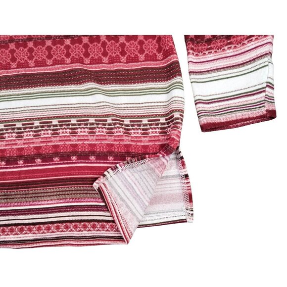 Womans Red Striped Blouse Absolutely Famous Cranberry Tan White size L  JH1538 - Picture 4 of 5